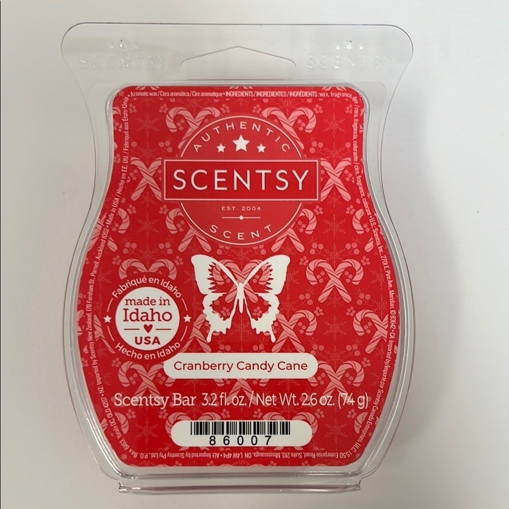 Scentsy Cranberry Candy Cane Red Wax Melt Festive Design